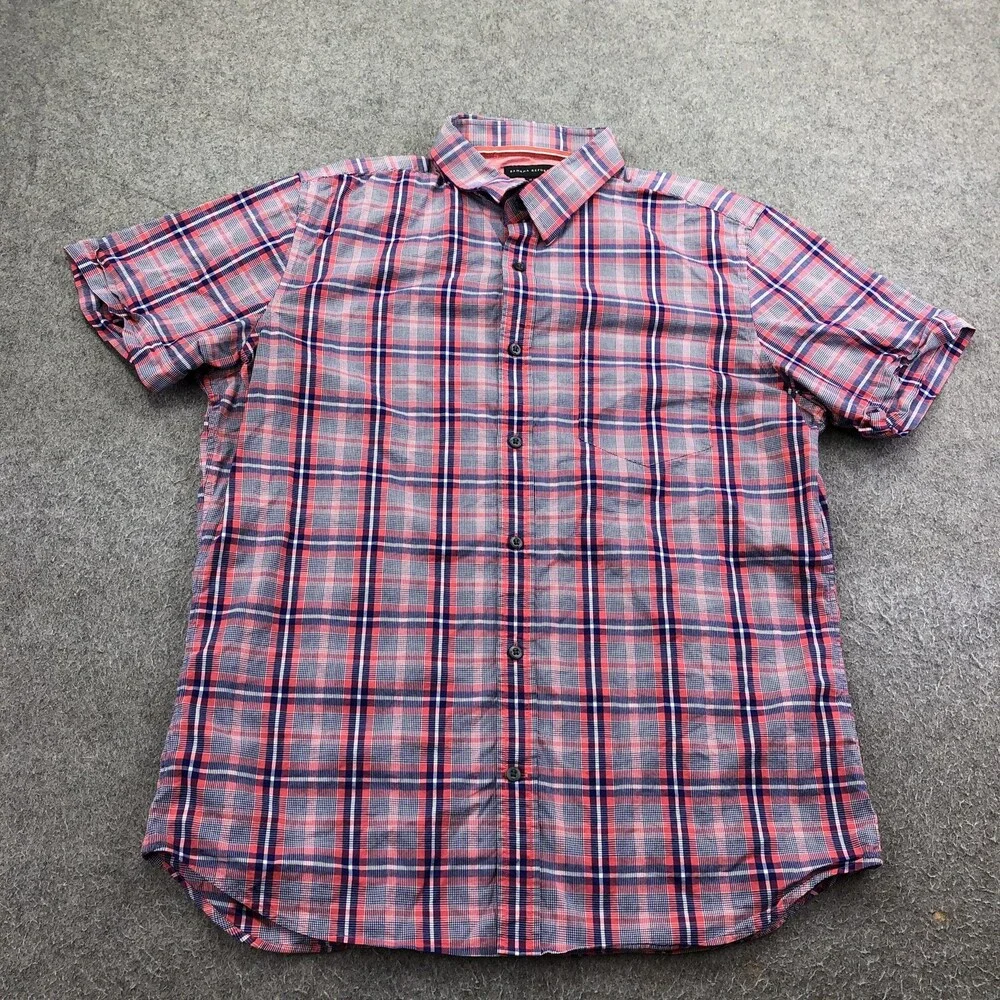 Banana Republic Shirt Mens Large Multicolor Plaid Short Sleeve Button Up Casual